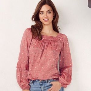 EUC Women's LC Lauren Conrad Shirred Peasant top medium like new